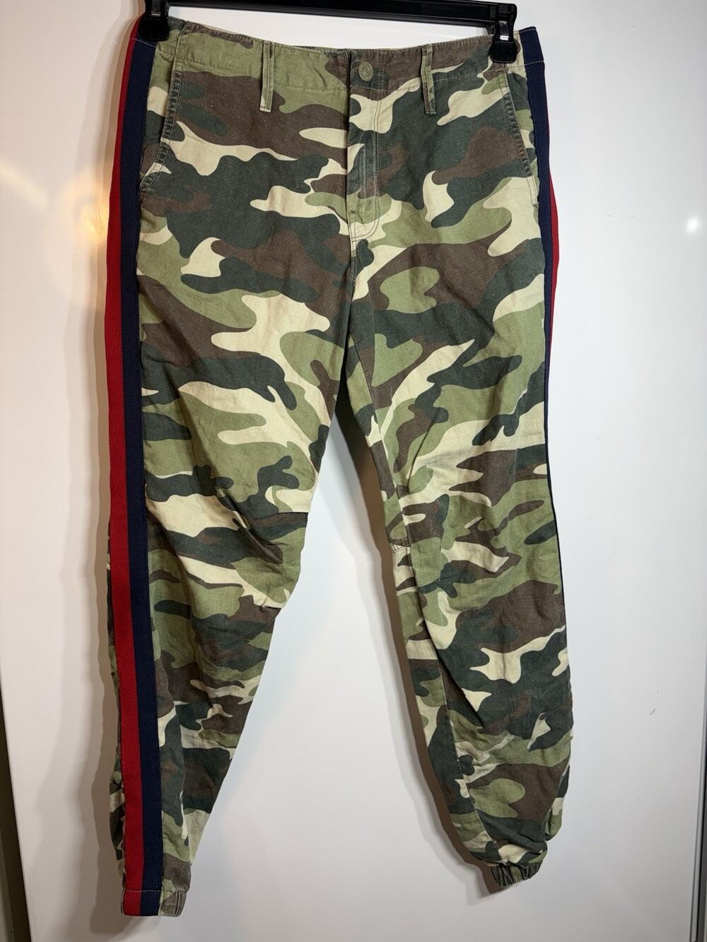 Mother Pants Green The No Zip Misfit Double Time Camouflage Side Stripe Size 25